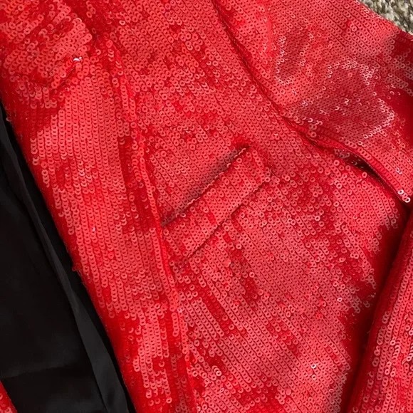 Zara Red Sequin Women's Blazer - Picture 2 of 3